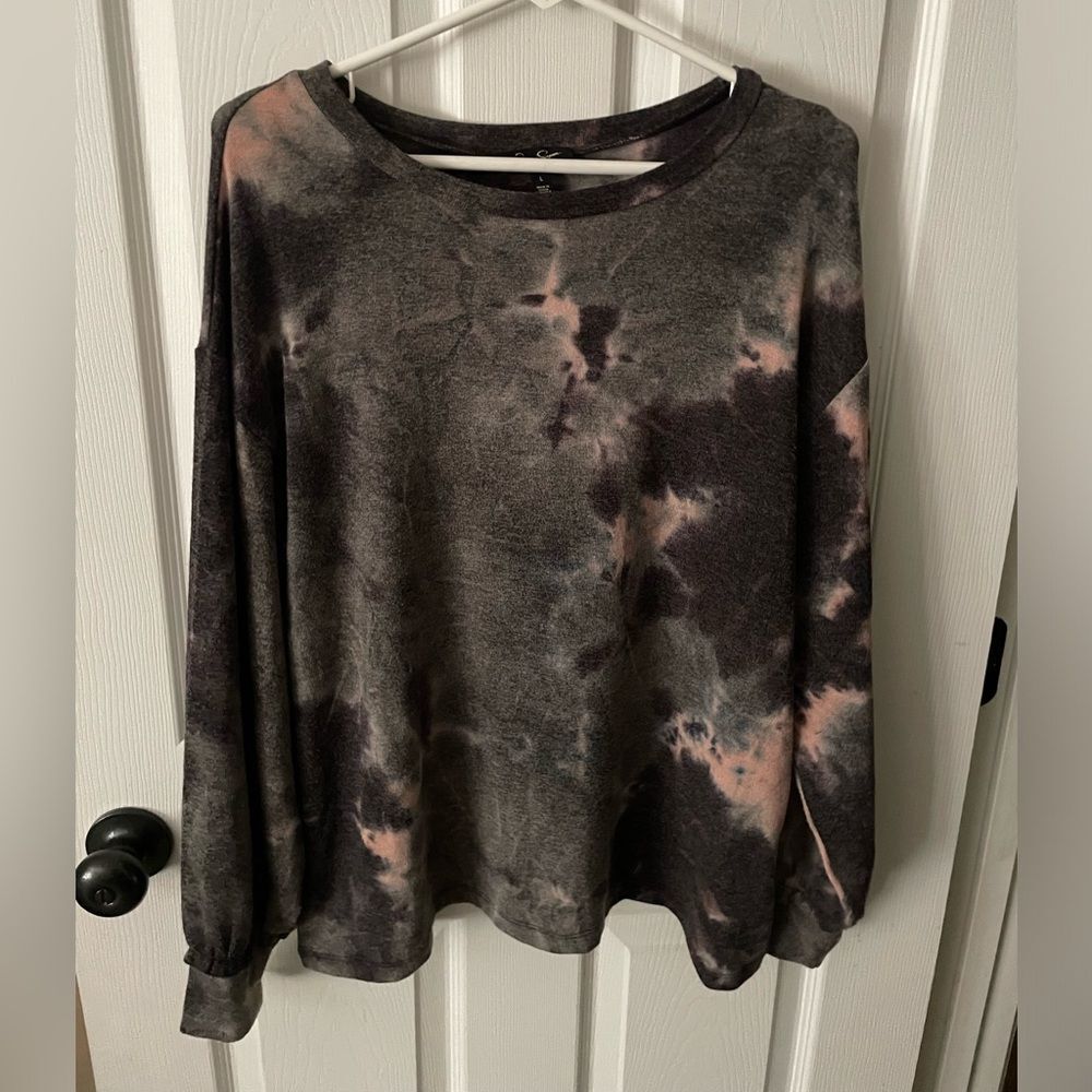 Women’s Jessica Simpson Rainey Tie-Dyed Top / Sweatshirt Black / Pink Size L